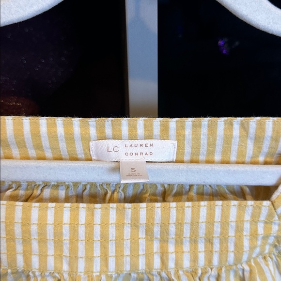 Lauren Conrad yellow/white striped long sleeve top size S - Picture 2 of 3
